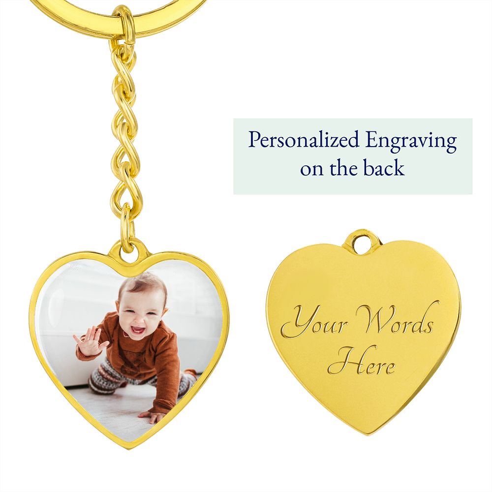 Custom Photo Engravable Heart Keychain