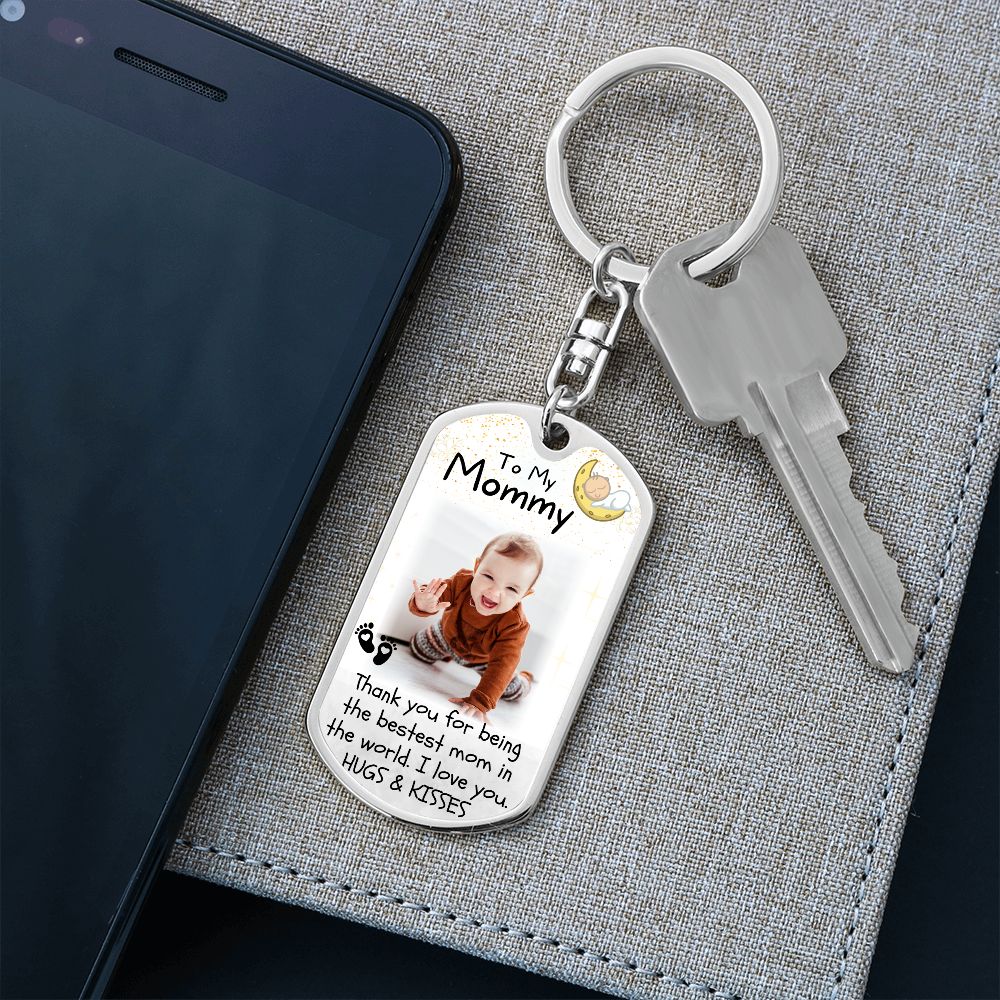 Bestest Mom Baby Photo Keychain