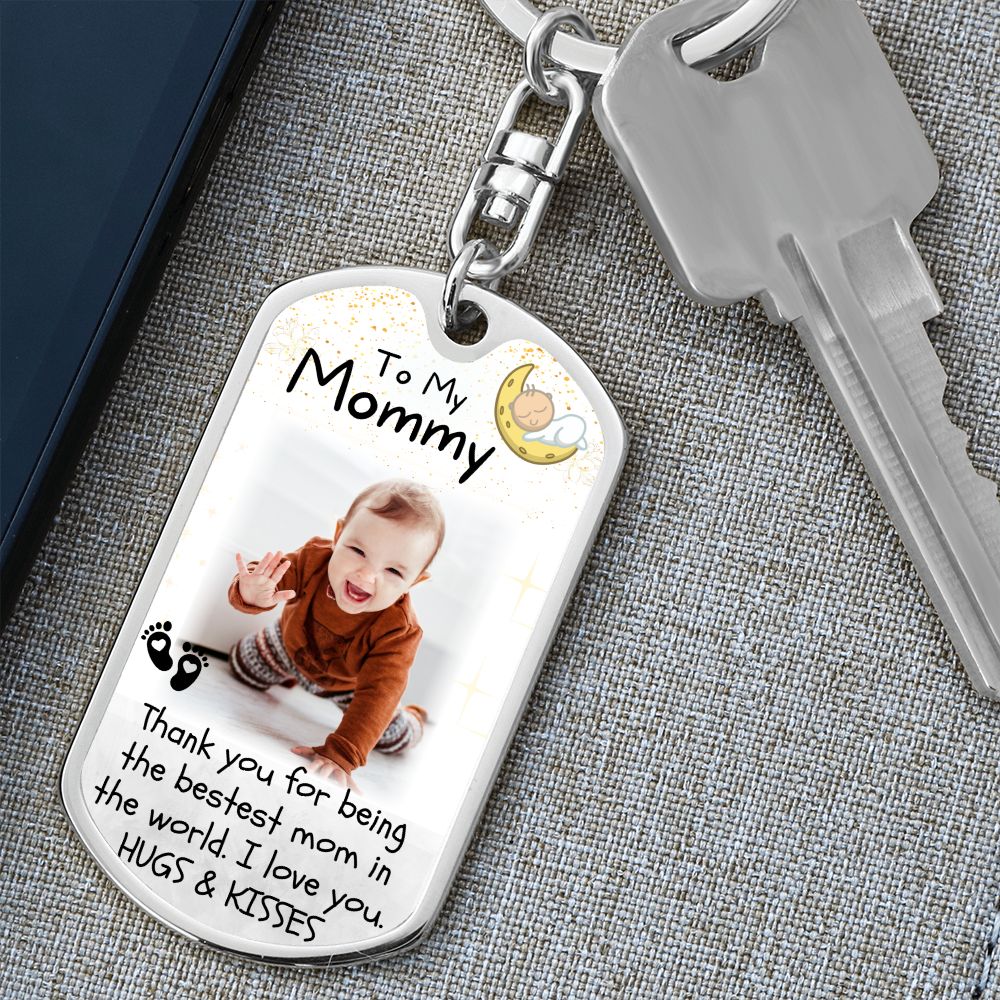 Bestest Mom Baby Photo Keychain