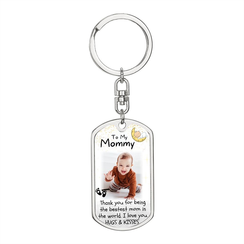 Bestest Mom Baby Photo Keychain