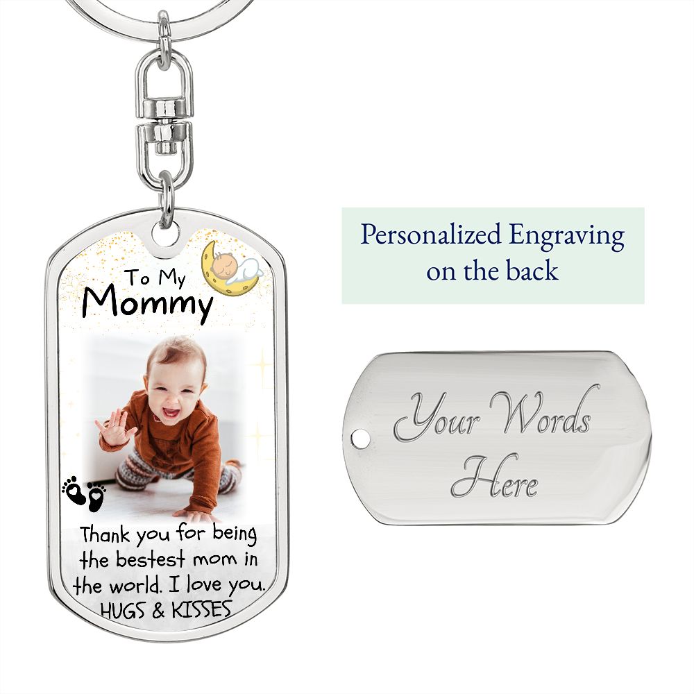 Bestest Mom Baby Photo Keychain