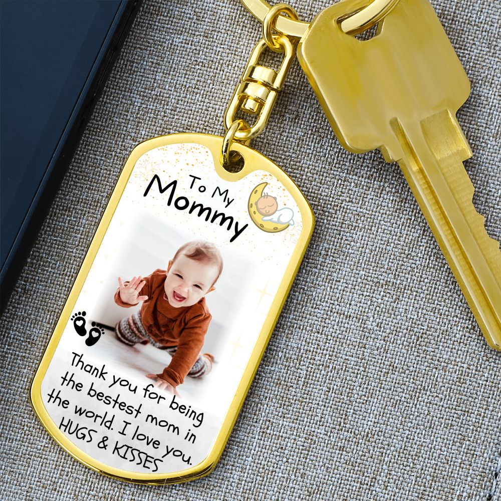 Bestest Mom Baby Photo Keychain