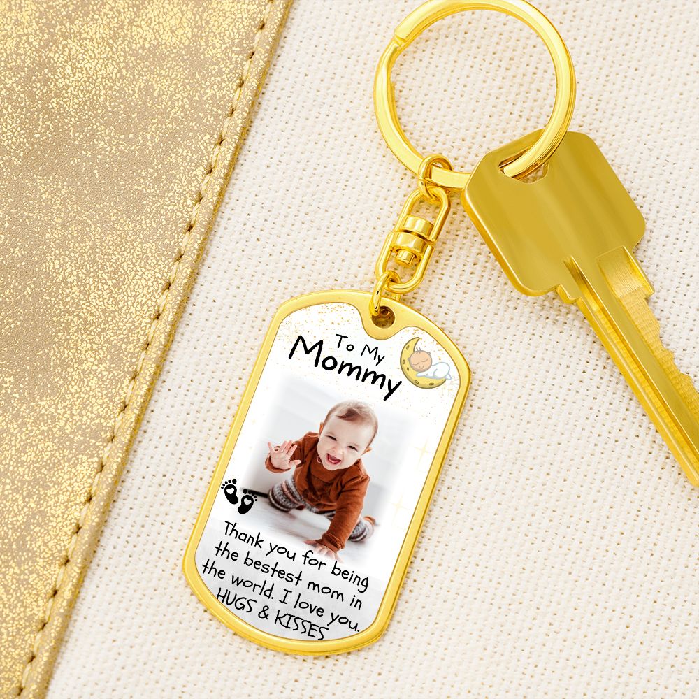 Bestest Mom Baby Photo Keychain