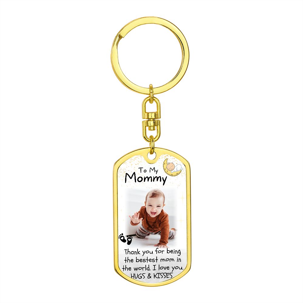 Bestest Mom Baby Photo Keychain
