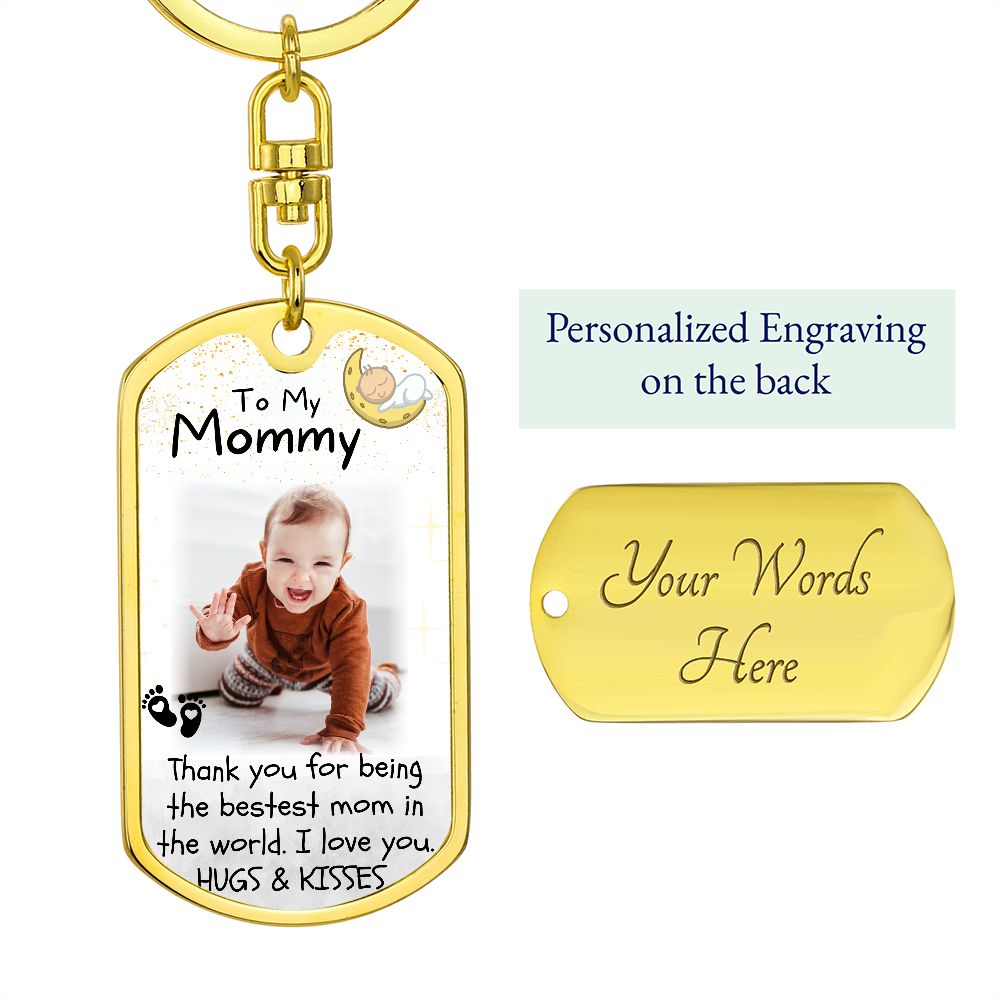 Bestest Mom Baby Photo Keychain