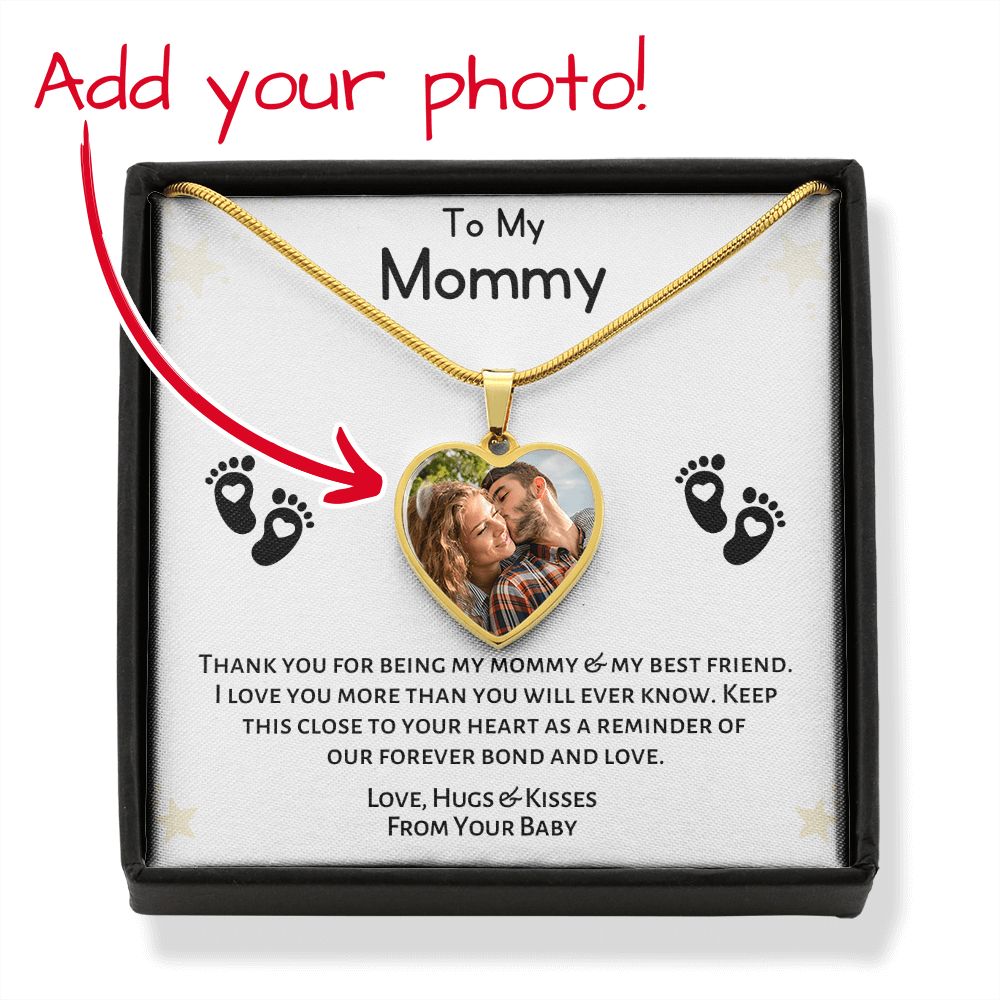 Thank You Mom Custom Heart Photo Necklace