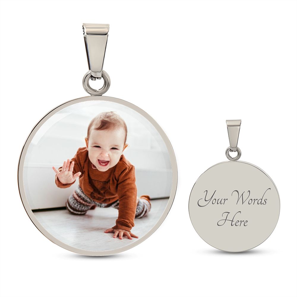 Custom Baby Photo Engravable Circle Necklace