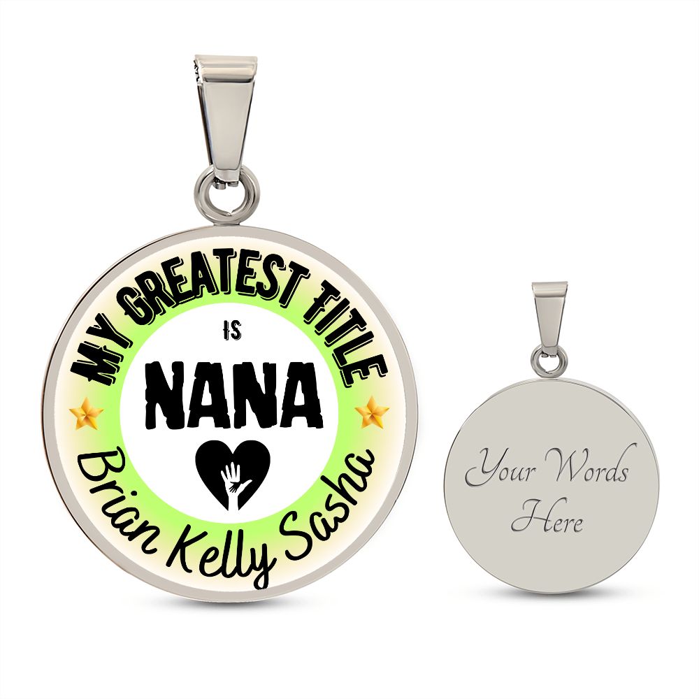 Greatest Title Circle Custom Names Necklace