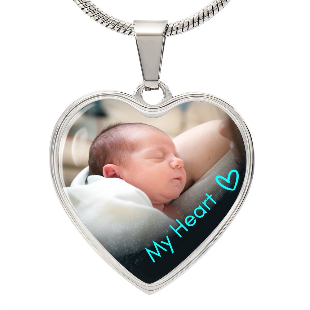 Custom Text and Photo Heart Necklace