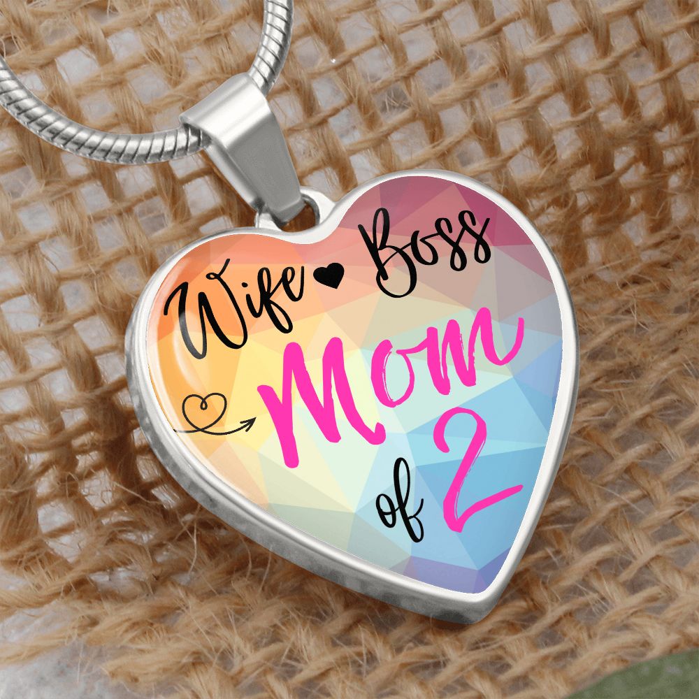 Wife Mom Boss Custom Heart Necklace