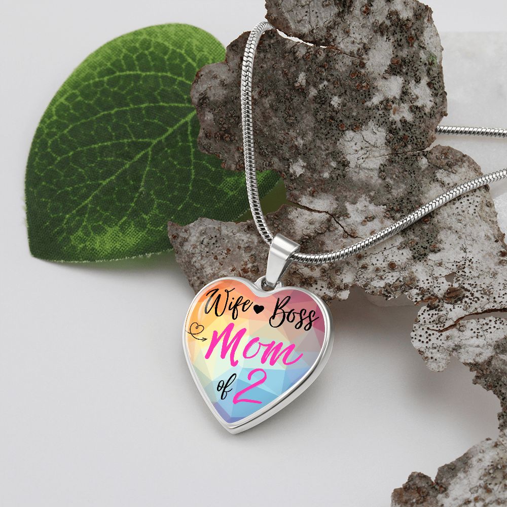 Wife Mom Boss Custom Heart Necklace