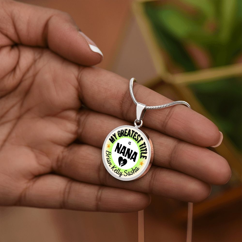 Greatest Title Circle Custom Names Necklace