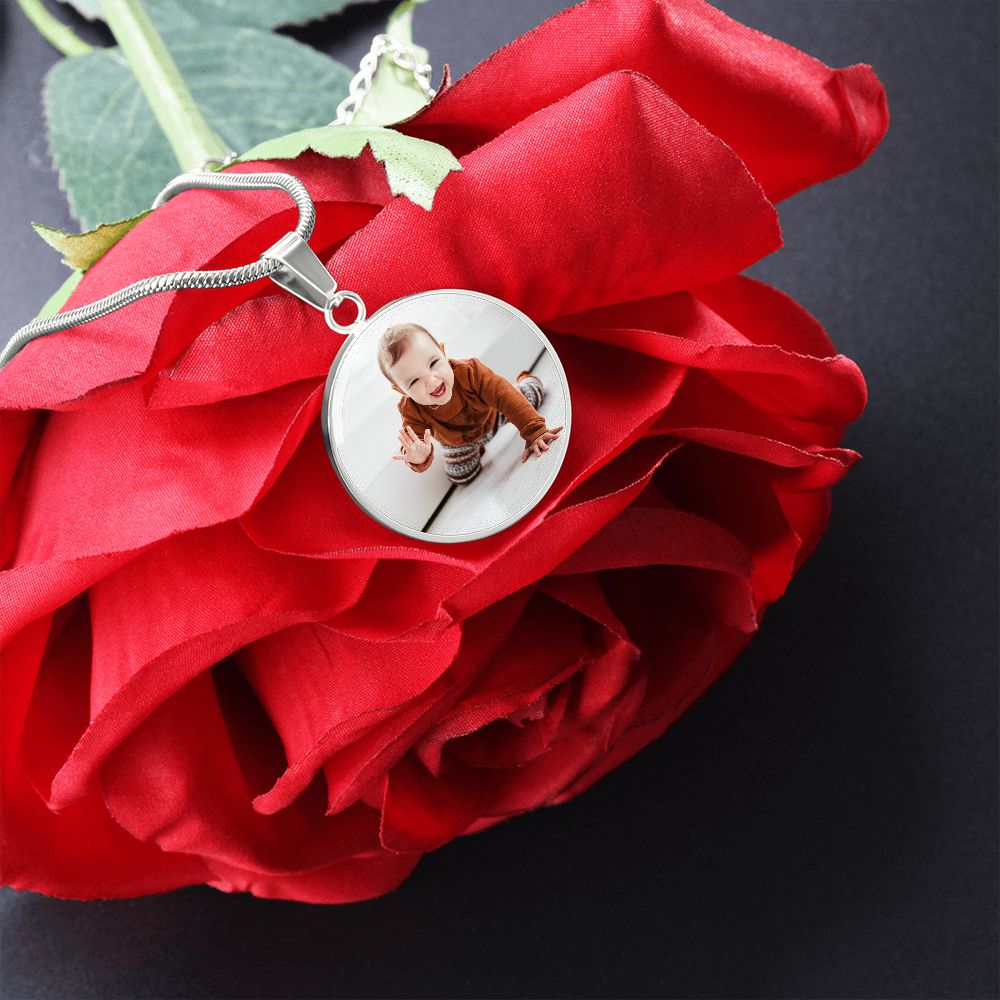 Custom Baby Photo Engravable Circle Necklace