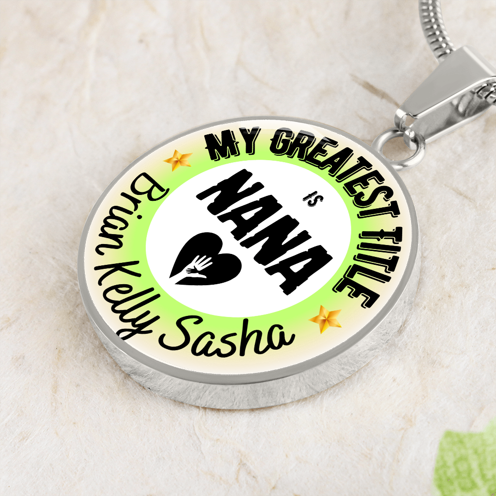 Greatest Title Circle Custom Names Necklace