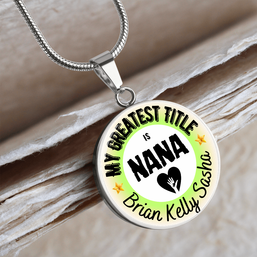 Greatest Title Circle Custom Names Necklace