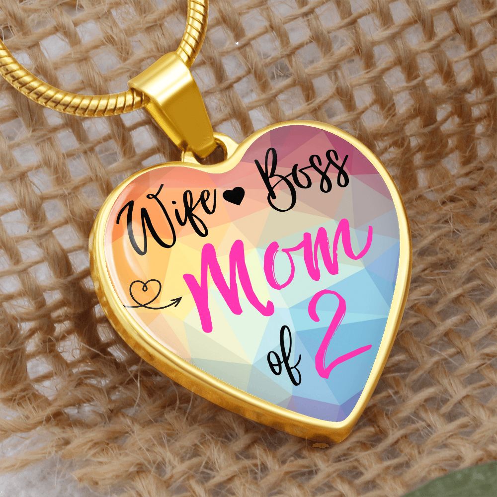 Wife Mom Boss Custom Heart Necklace