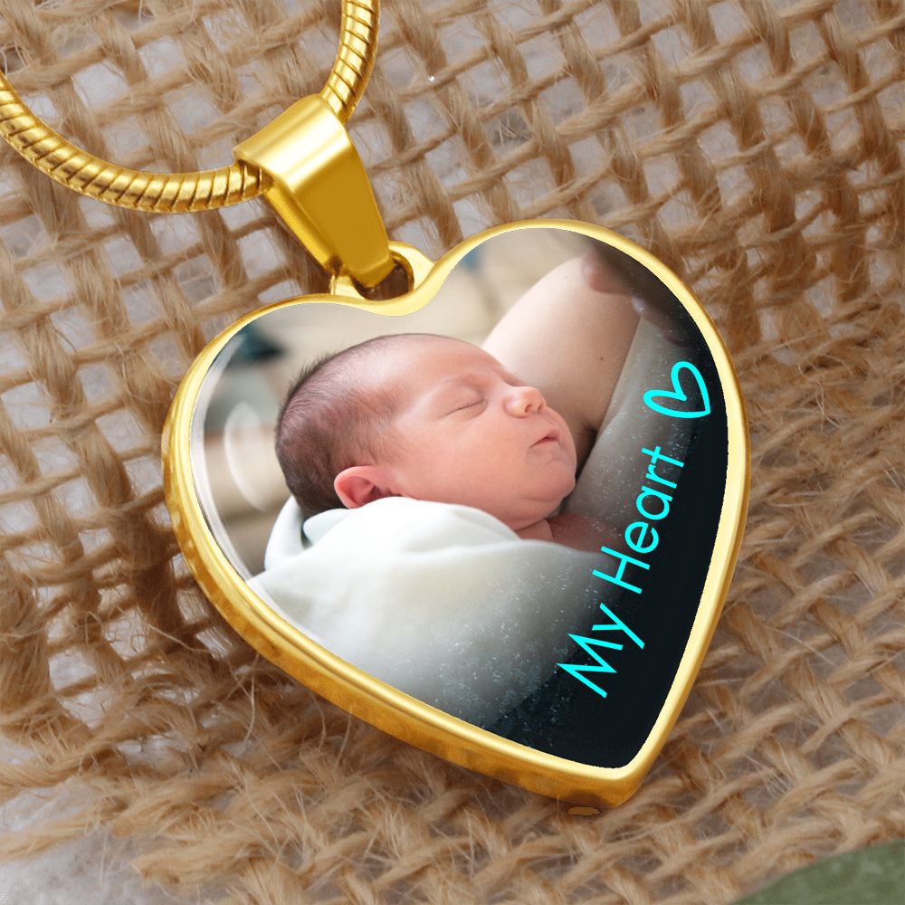 Custom Text and Photo Heart Necklace