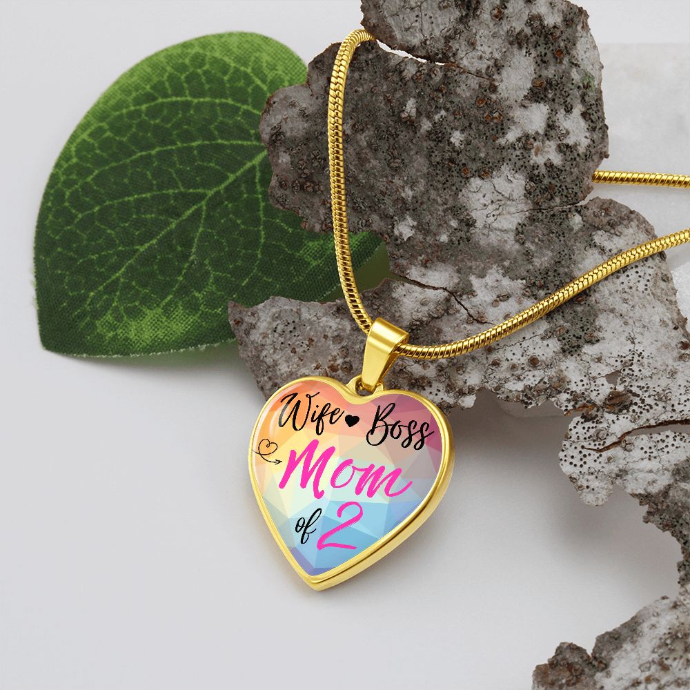 Wife Mom Boss Custom Heart Necklace