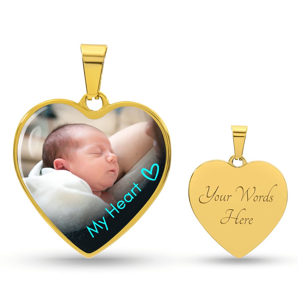 Custom Text and Photo Heart Necklace