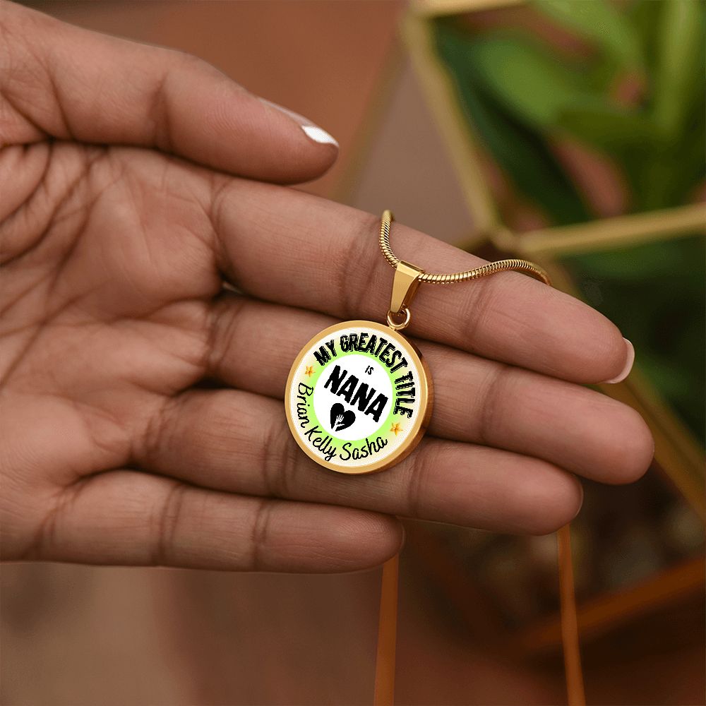 Greatest Title Circle Custom Names Necklace
