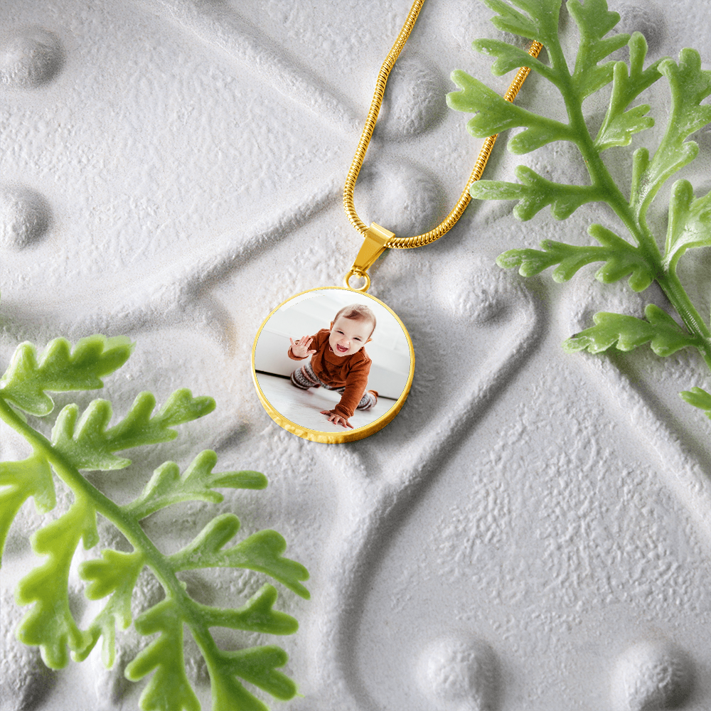 Custom Baby Photo Engravable Circle Necklace