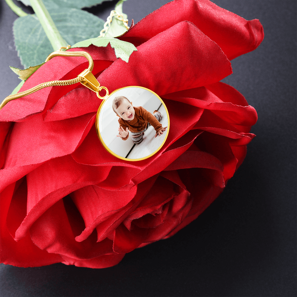 Custom Baby Photo Engravable Circle Necklace
