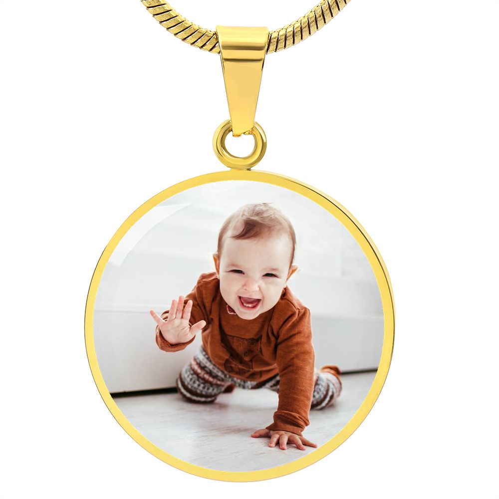 Custom Baby Photo Engravable Circle Necklace