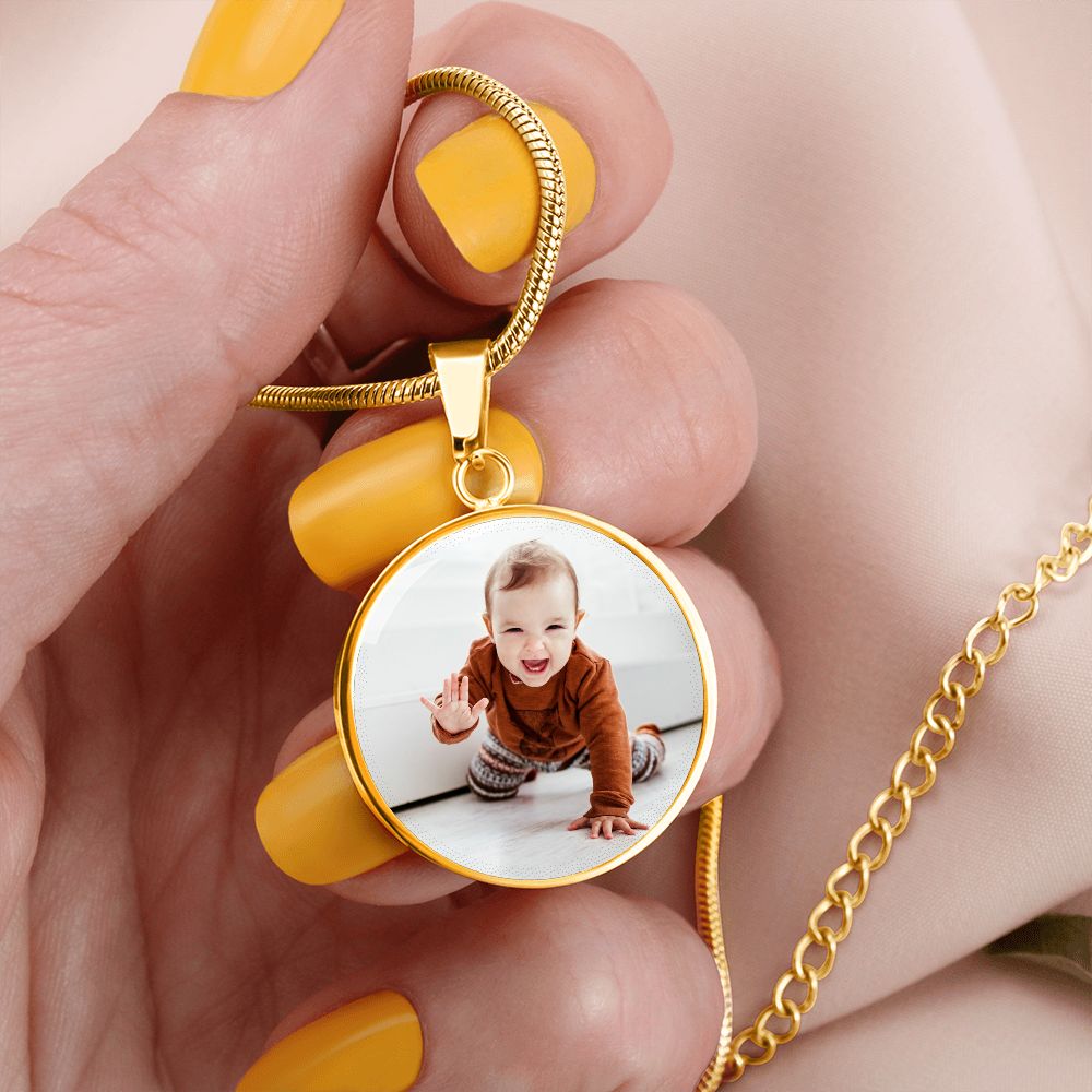 Custom Baby Photo Engravable Circle Necklace