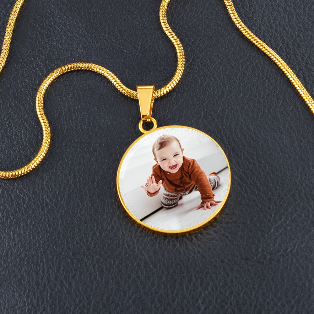 Custom Baby Photo Engravable Circle Necklace