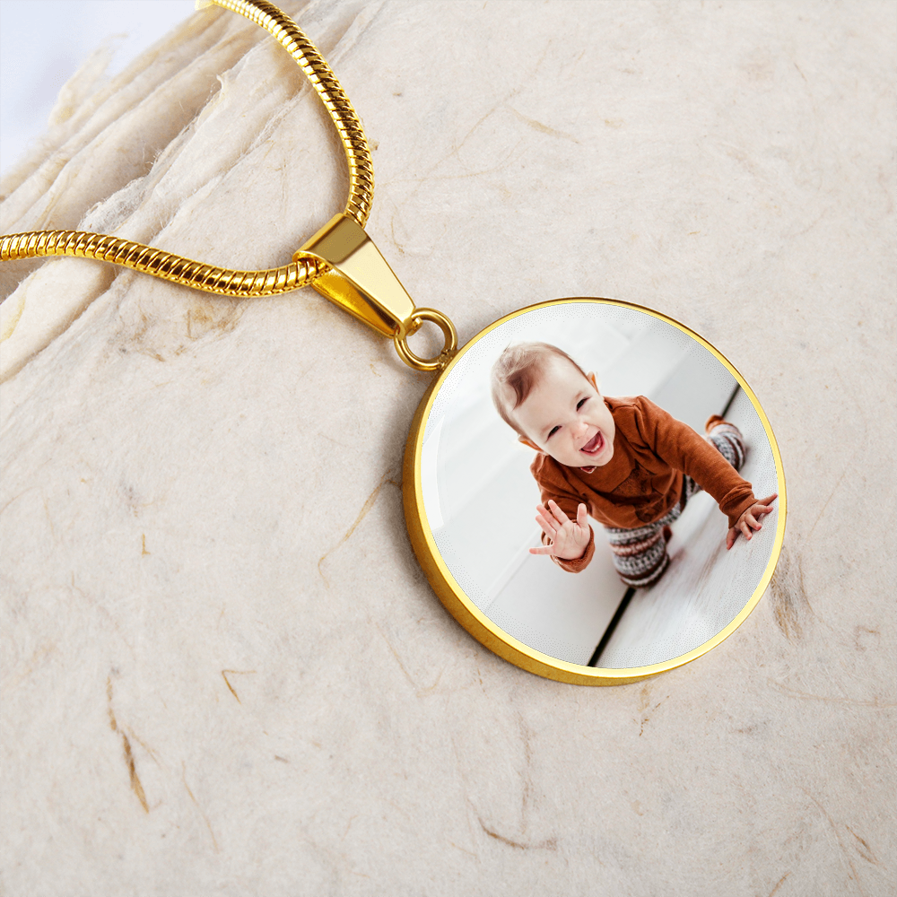 Custom Baby Photo Engravable Circle Necklace