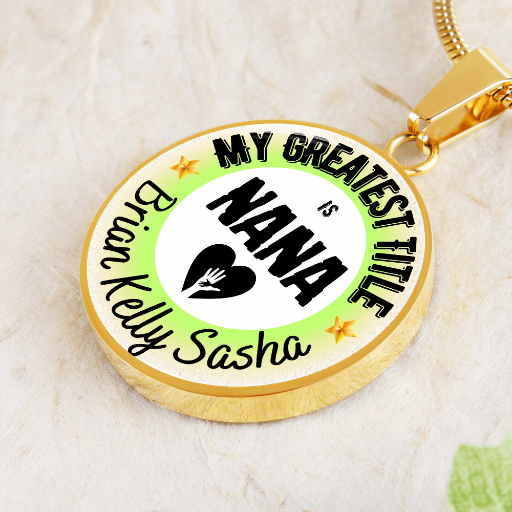 Greatest Title Circle Custom Names Necklace