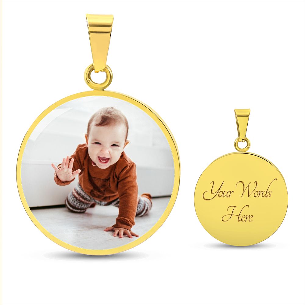 Custom Baby Photo Engravable Circle Necklace