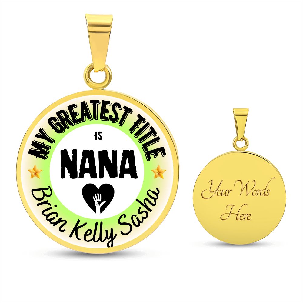 Greatest Title Circle Custom Names Necklace