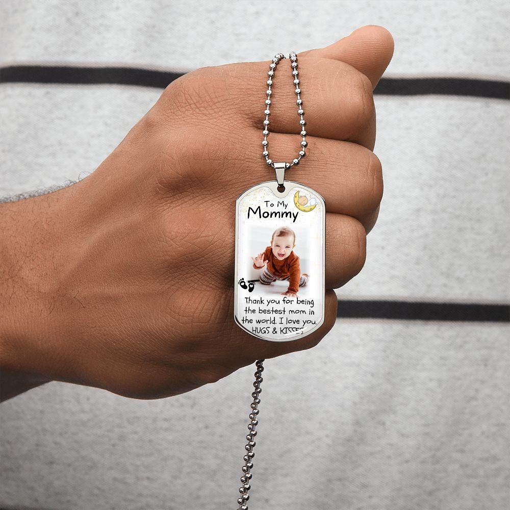 Thank You Mom Custom Photo Dog-tag Necklace