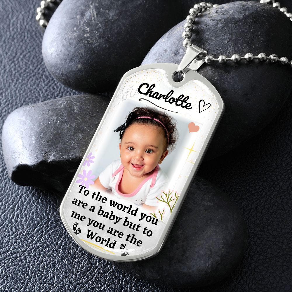 Custom Name and Photo World Dog-tag Necklace