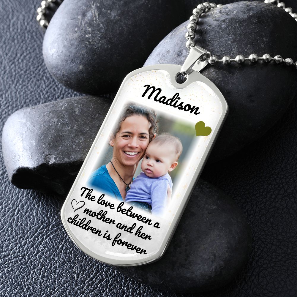 Mother and Children Love Photo Dog-tag Necklace