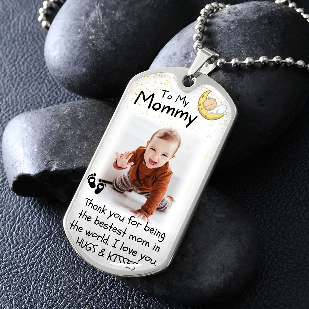 Thank You Mom Custom Photo Dog-tag Necklace
