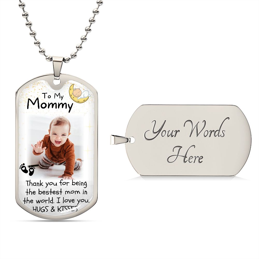 Thank You Mom Custom Photo Dog-tag Necklace