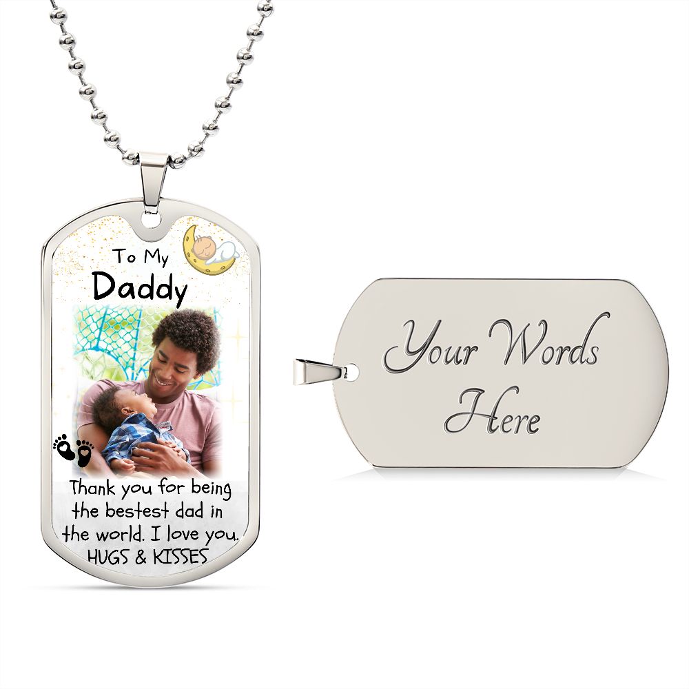 Thank You Dad Custom Photo Dog-tag Necklace