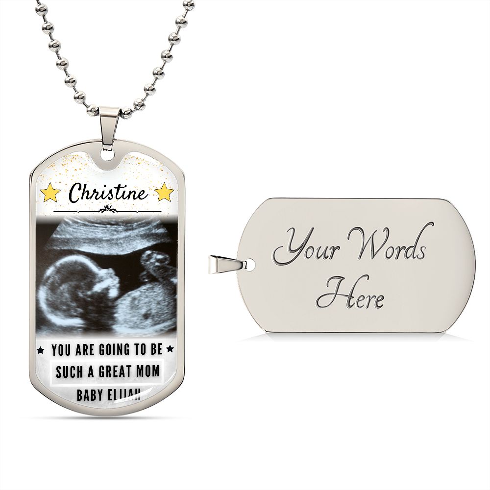 Custom Name and Photo Ultrasound Dog-tag Necklace