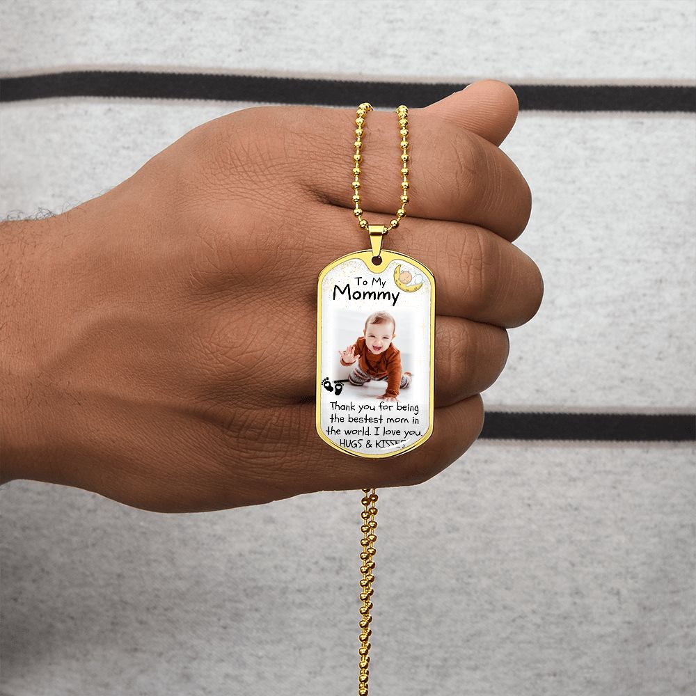 Thank You Mom Custom Photo Dog-tag Necklace