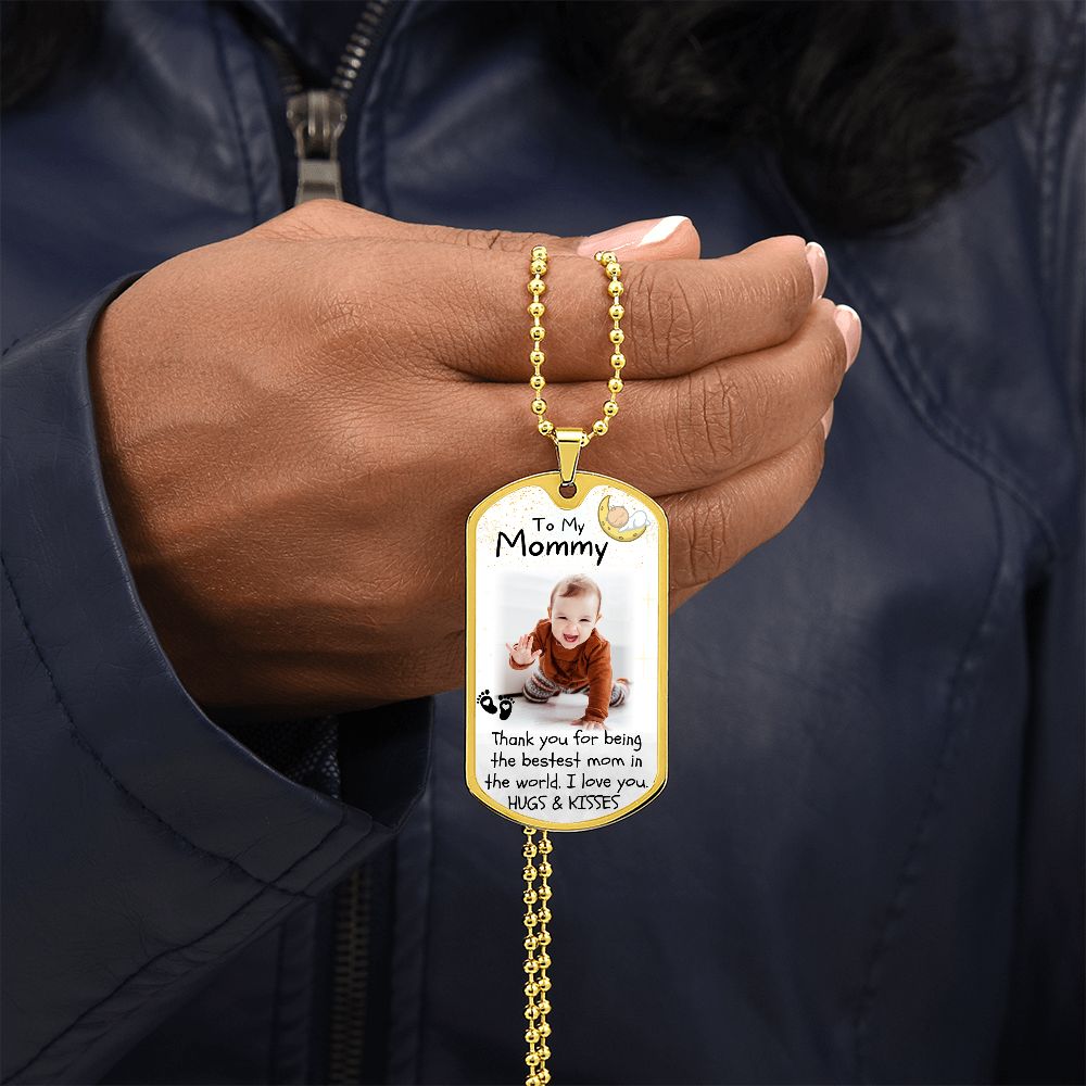 Thank You Mom Custom Photo Dog-tag Necklace