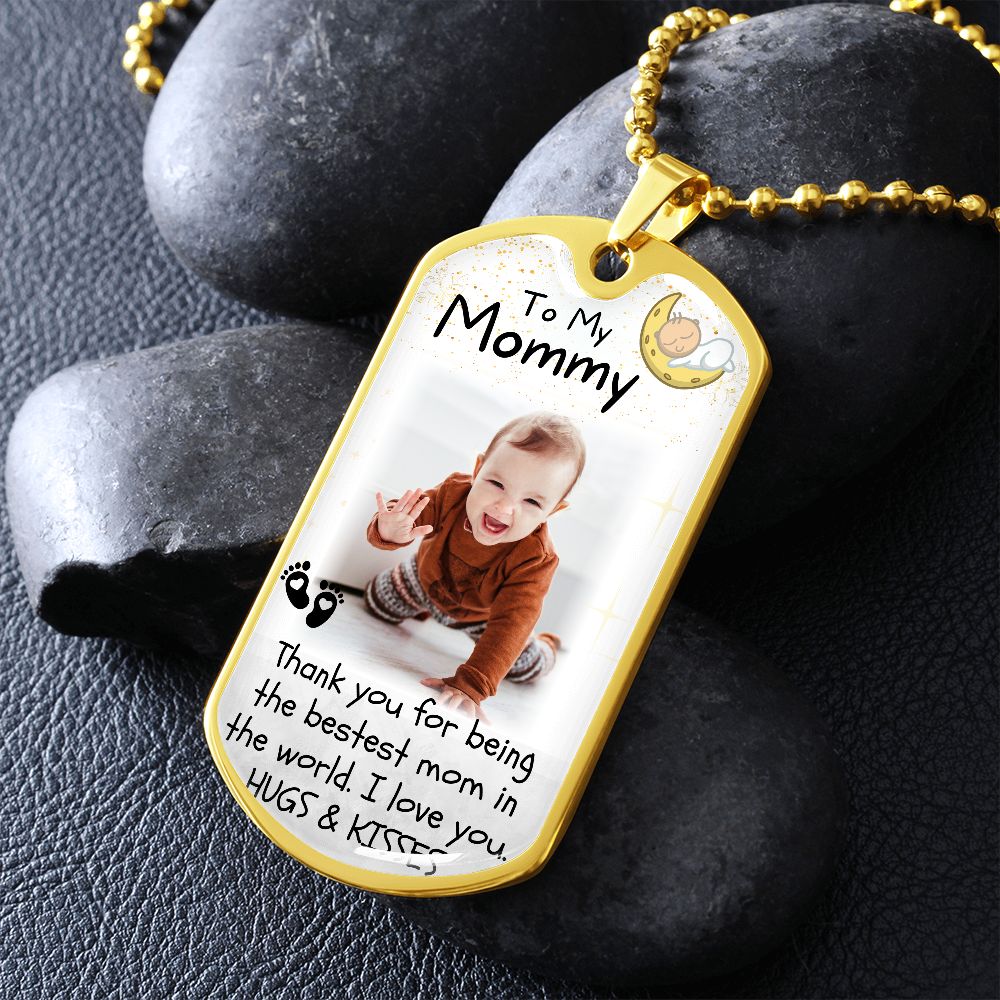 Thank You Mom Custom Photo Dog-tag Necklace