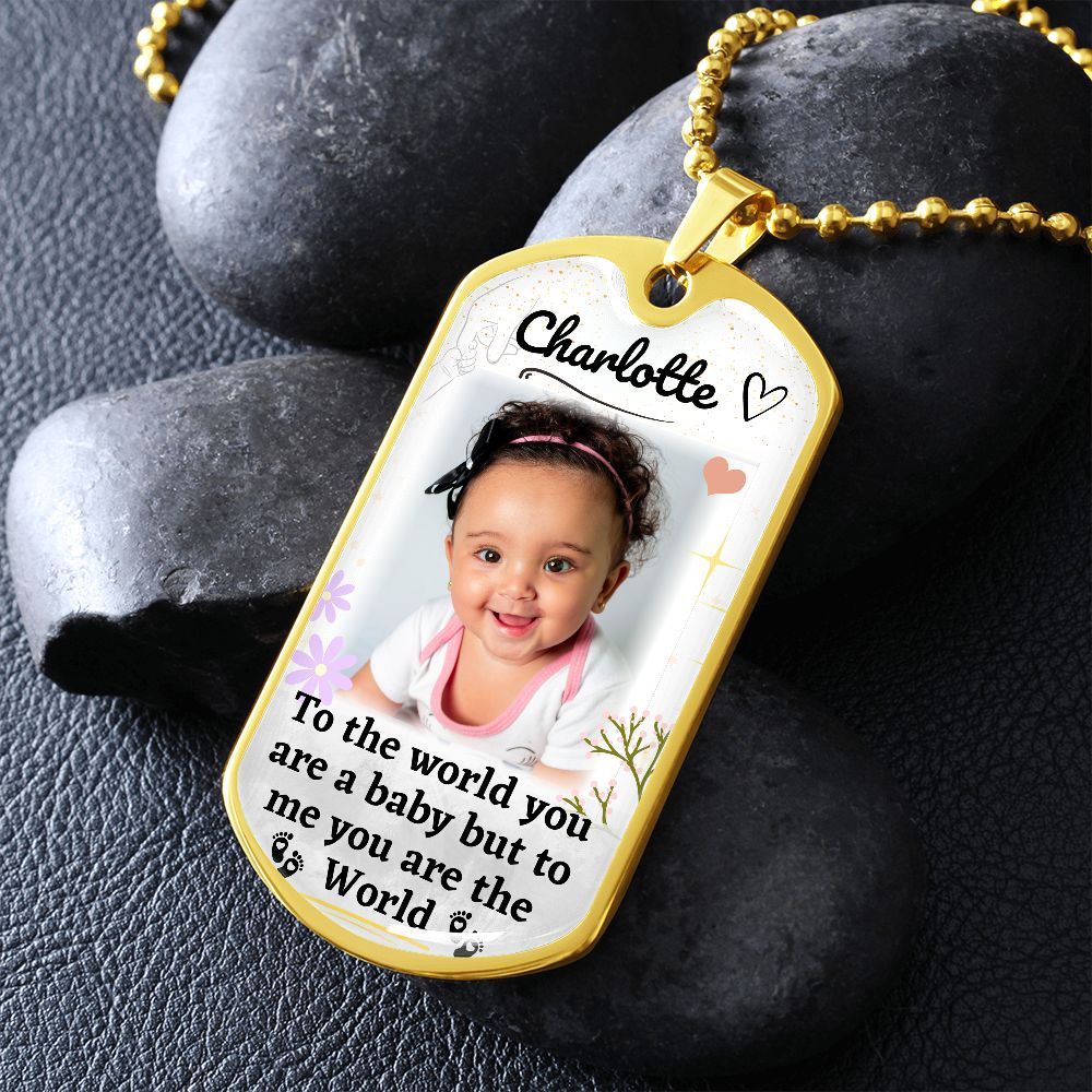 Custom Name and Photo World Dog-tag Necklace