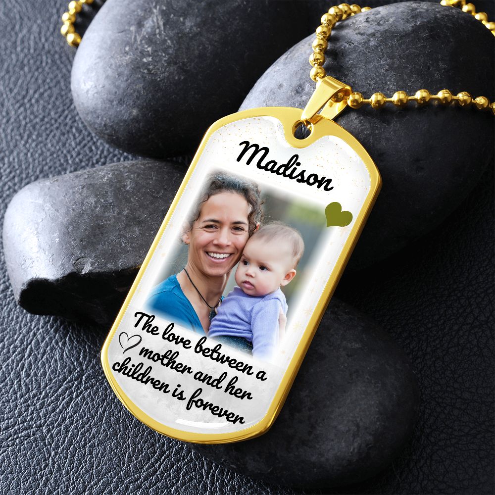 Mother and Children Love Photo Dog-tag Necklace