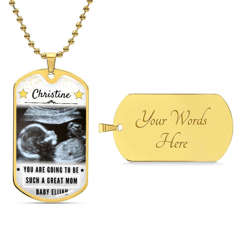 Custom Name and Photo Ultrasound Dog-tag Necklace