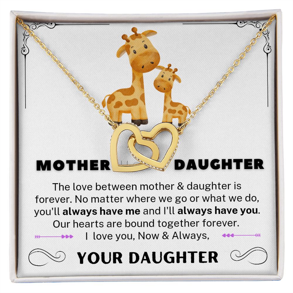 Mother and Daughter Connected Hearts Necklace