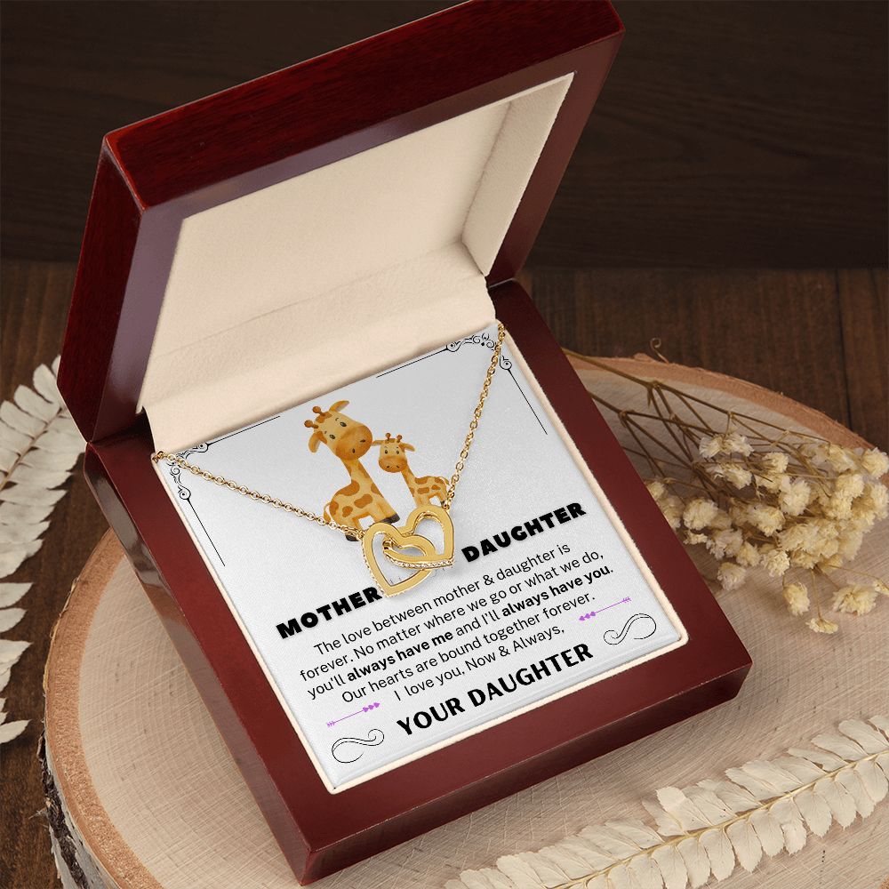Mother and Daughter Connected Hearts Necklace