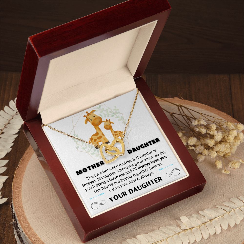 Mother and Daughter Interlocking Heart Necklace