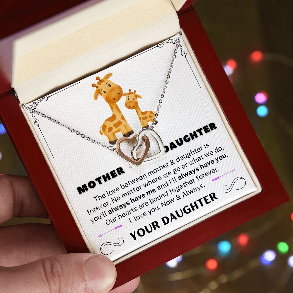 Mother and Daughter Connected Hearts Necklace